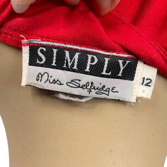 Vtg 80s Simply Miss Selfridge Red Basque Waist Fit & Flare Midi Dress SZ 8 - Picture 8 of 9